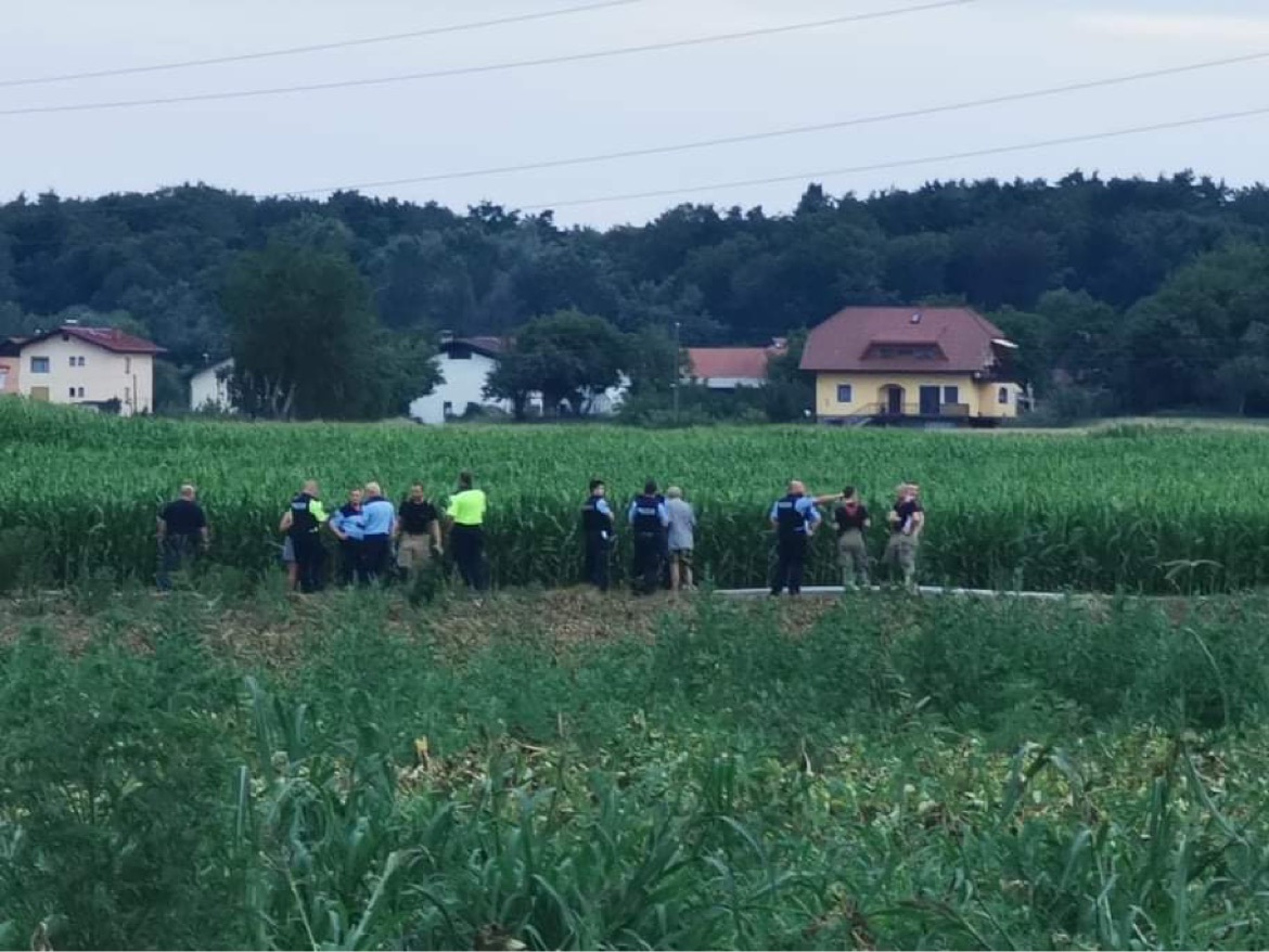 FOTO: Sirene v Brezju, koga na polju iščejo policisti?