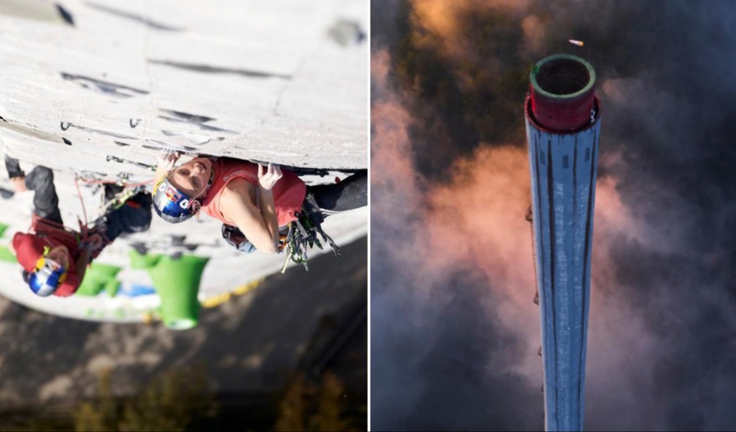 VIDEO: Vratolomno plezanje po trboveljskem dimniku, najdaljši umetni plezalni smeri na svetu