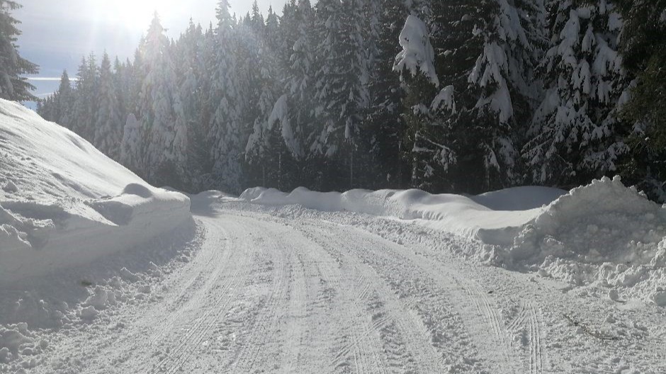 FOTO: Na pot iz Lovrenca na Roglo le s popolno zimsko opremo