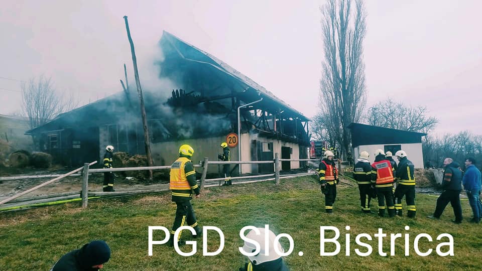 FOTO: Čez vikend požar povzročil za 100.000 škode, med reševanjem živine poškodovani dve osebi