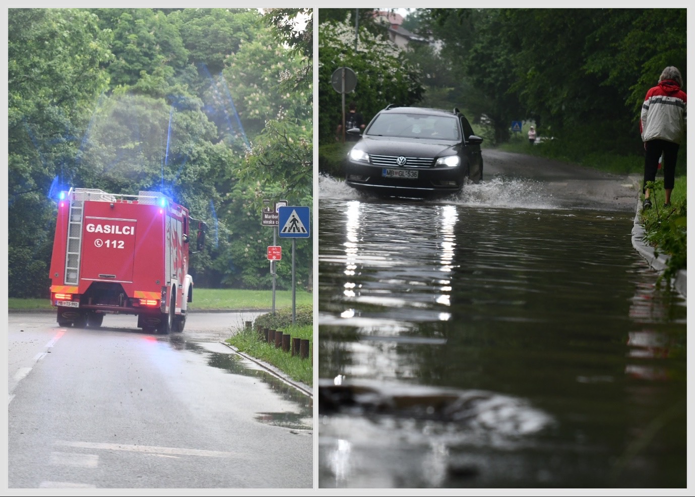 FOTO in VIDEO: Huda ura v Mariboru, na terenu še vedno vse razpoložljive ekipe
