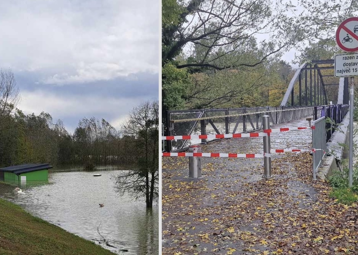 FOTO: Zaradi poplav zaprli Mariborski otok, Wakepark že pod vodo