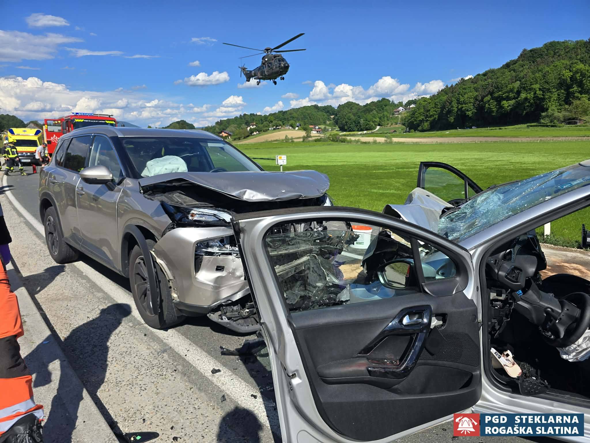 FOTO: Huda nesreča, poškodovano osebo s helikopterjem prepeljali v UKC Maribor