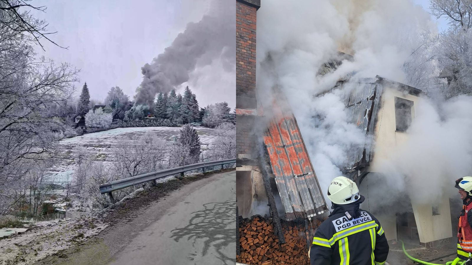FOTO: Kar 80 gasilcev se je več ur borilo z ognjem, ki je povsem uničil stanovanjsko hišo