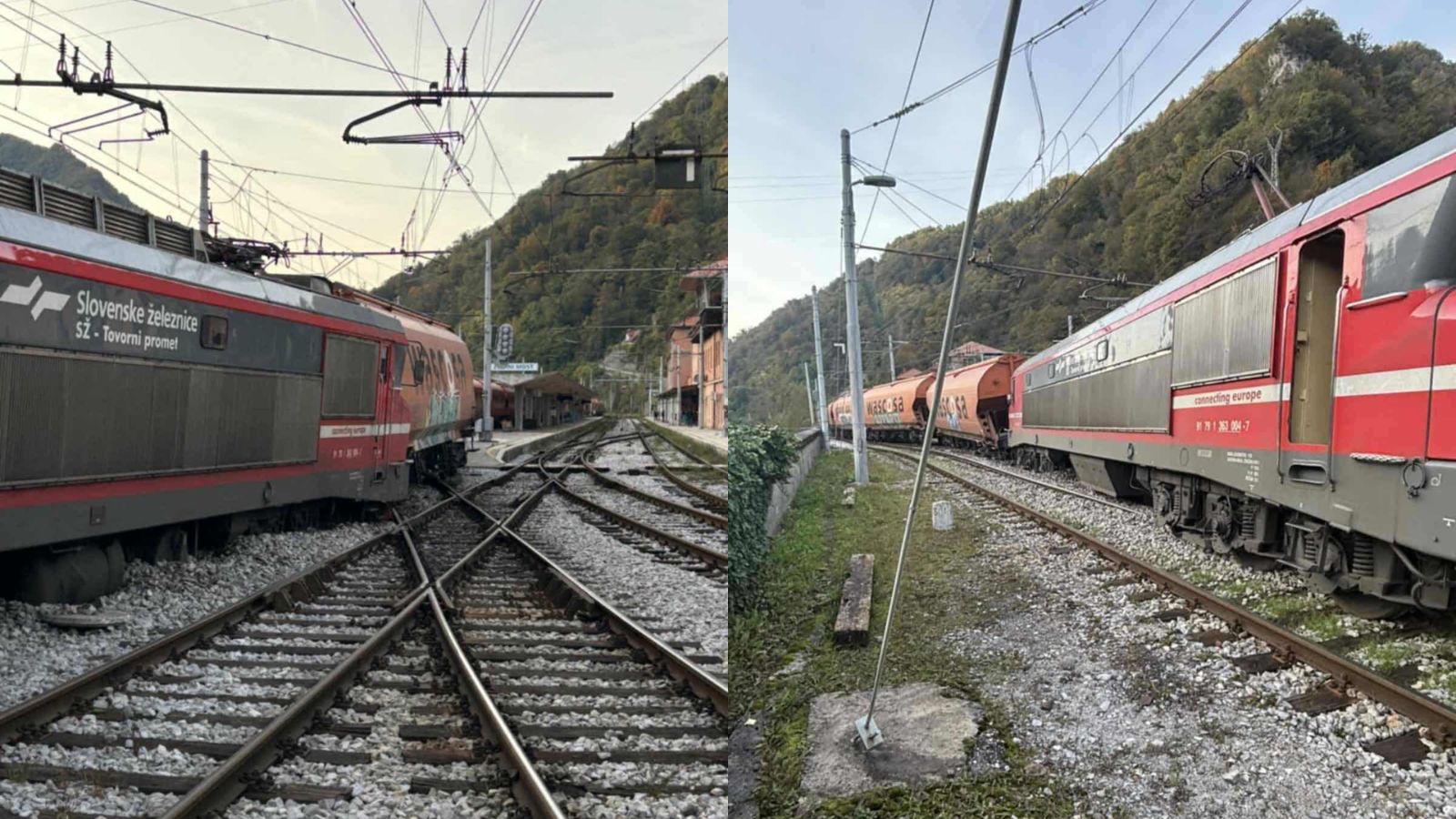 FOTO: Tovorni vlak obtičal in blokiral progo na pomembni relaciji, prihaja do zamud