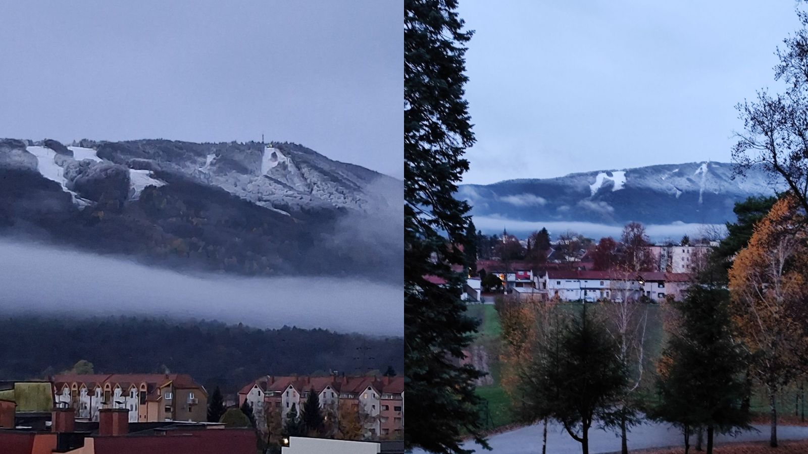 Napovedi so se uresničile: Sneg pobelil tudi Mariborsko Pohorje