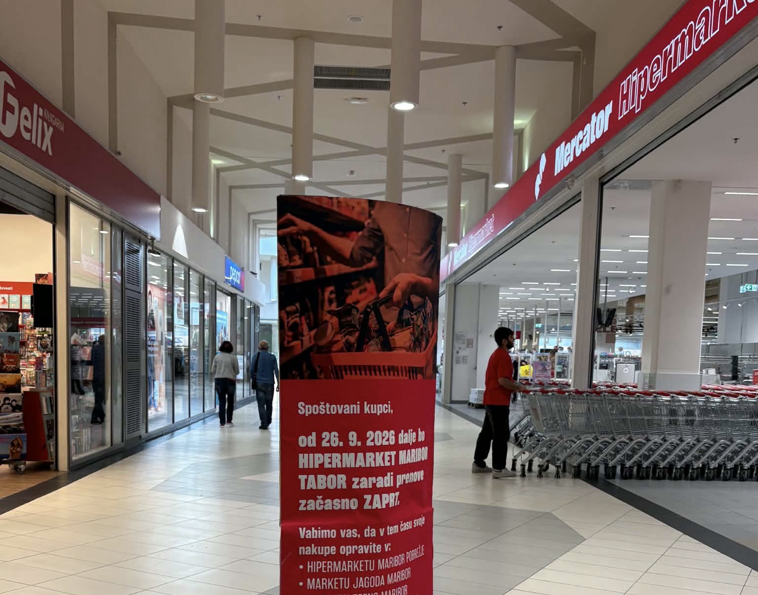 Mercator jutri začasno zapira svojo največjo trgovino v Mariboru