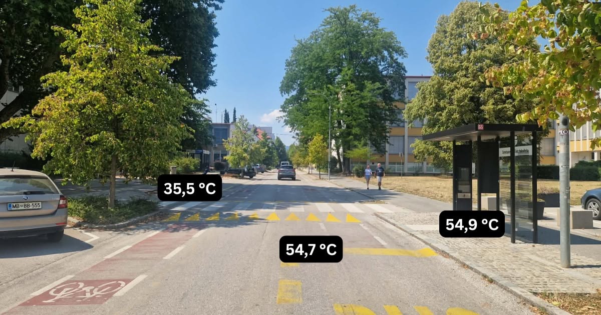 Od 37 °C v senci do 85 °C na avtomobilu: Kako vroče so bile včeraj mariborske ulice?