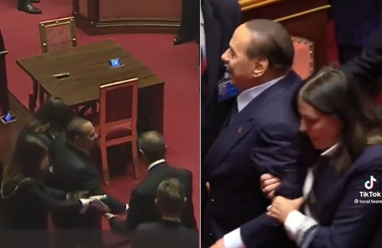 VIDEO: Skrb vzbujajoči posnetki, Berlusconi zmedeno taval po parlamentu