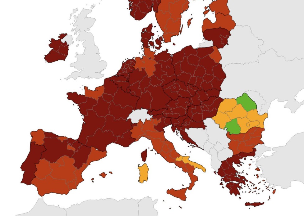 Na novem zemljevidu so zeleni le deli Romunije