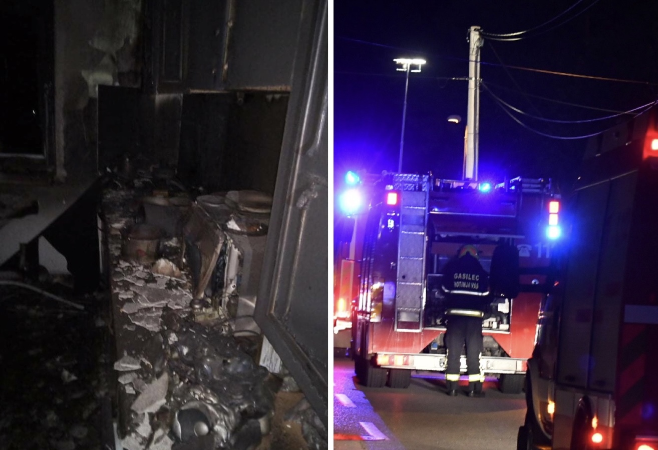 FOTO: Iz požara hiše v bližini Maribora rešili štiri osebe, za eno je bilo prepozno