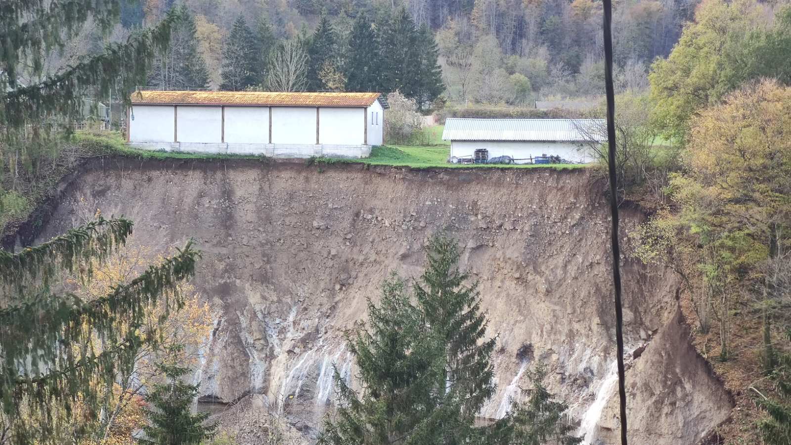 FOTO: Na Gorenjskem se je sprožil obsežen plaz, ogrožena dva objekta