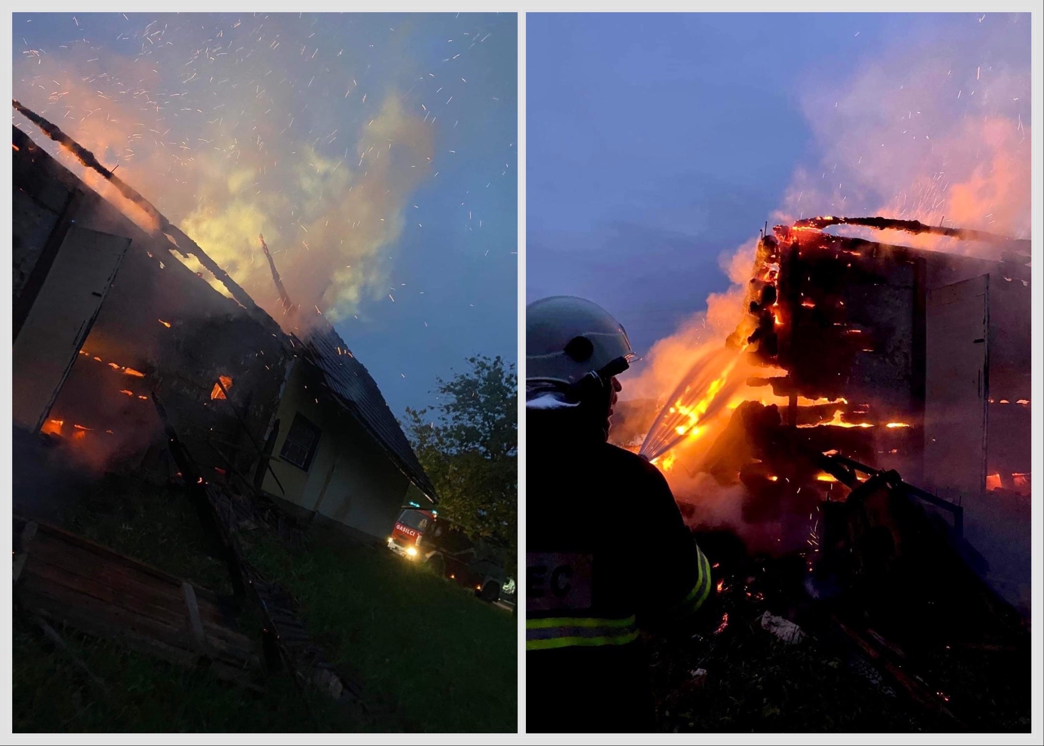 FOTO: Zjutraj zagorelo v gospodarskem poslopju