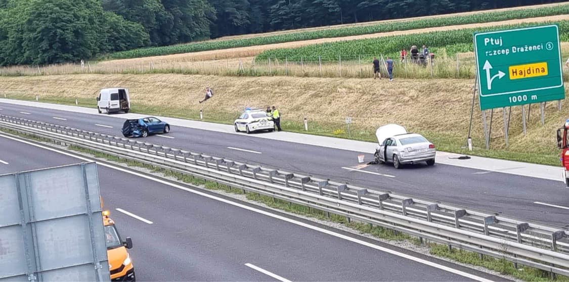 FOTO: Zaradi prometne nesreče zaprta Podravska avtocesta
