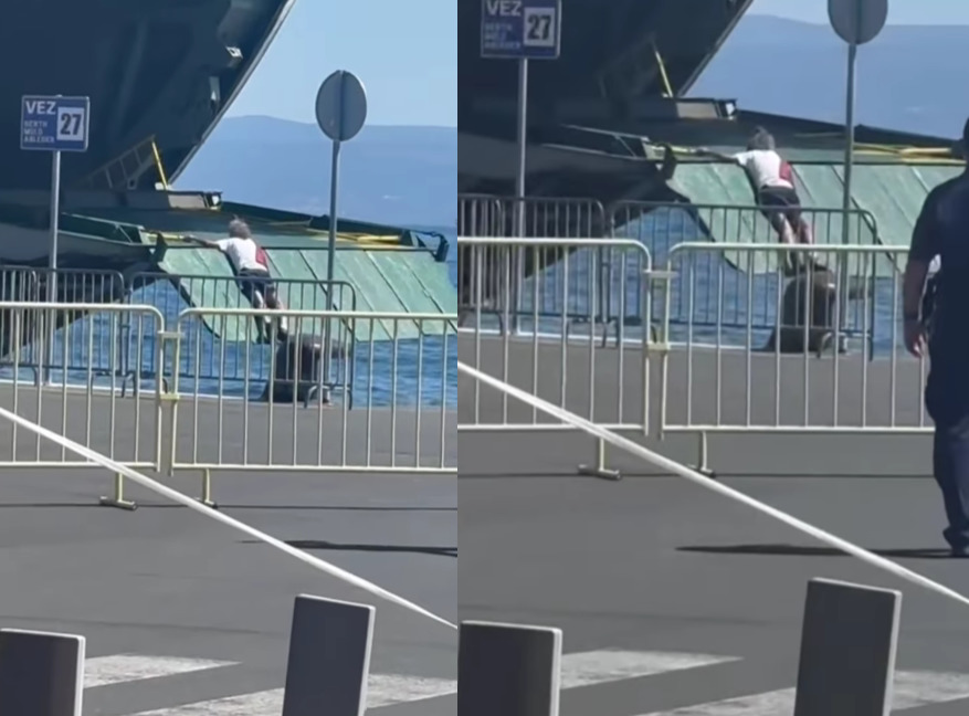 VIDEO: Nor incident: Moški visel na rampi trajekta, ker ni imel ...
