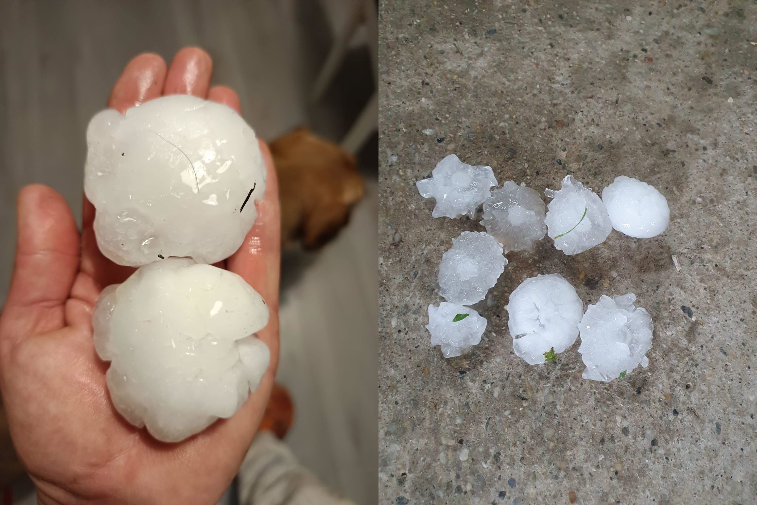 Napovedi meteorologov so se uresničile: Klestila več kot sedem centimetrov velika toča (FOTO)