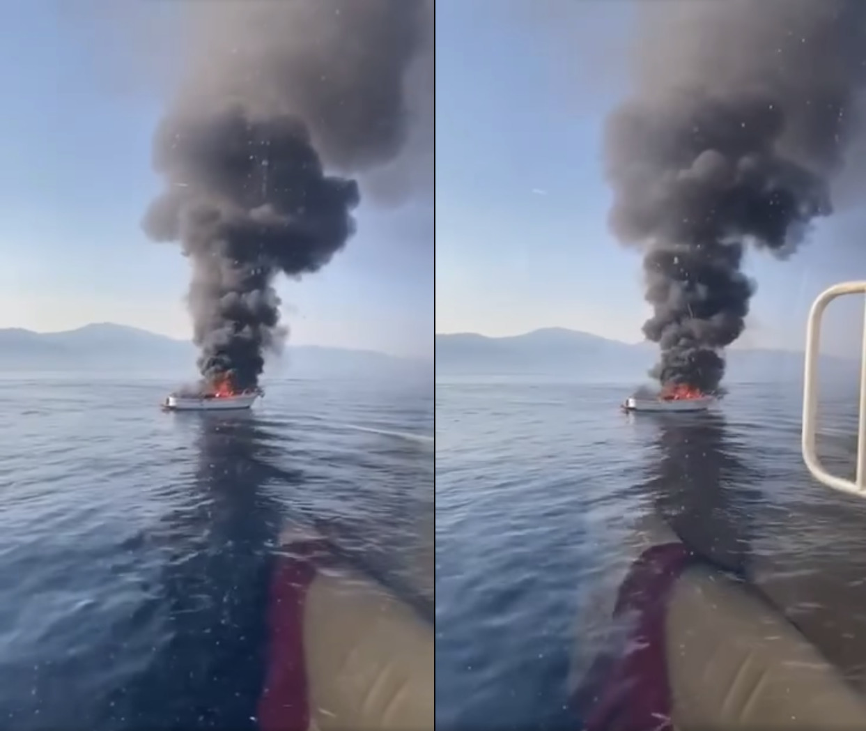 VIDEO: Pri Cresu zagorelo plovilo, na njem so bili štirje Slovenci