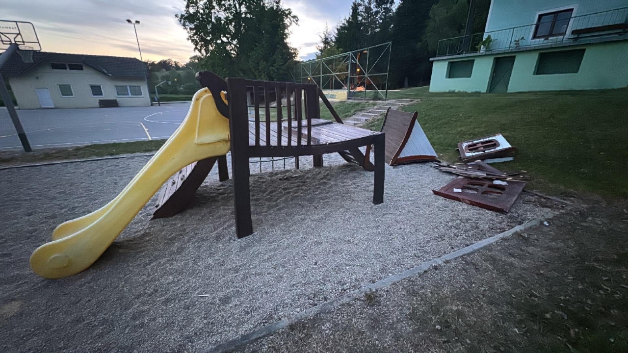 Vandali tokrat uničili otroška igrala v športnem parku