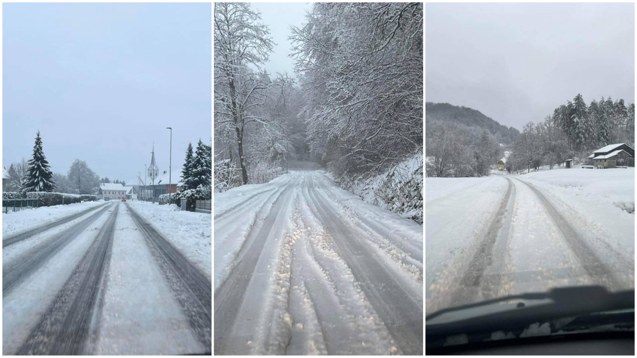 FOTO: V Halozah ceste še vedno neočiščene in težko prevozne