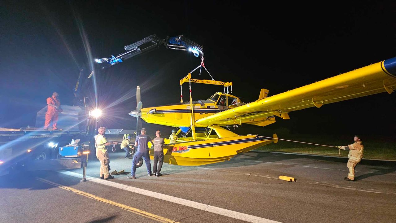 FOTO: Letalski preiskovalec po trdem pristanku Air Tractor končal s ogledom