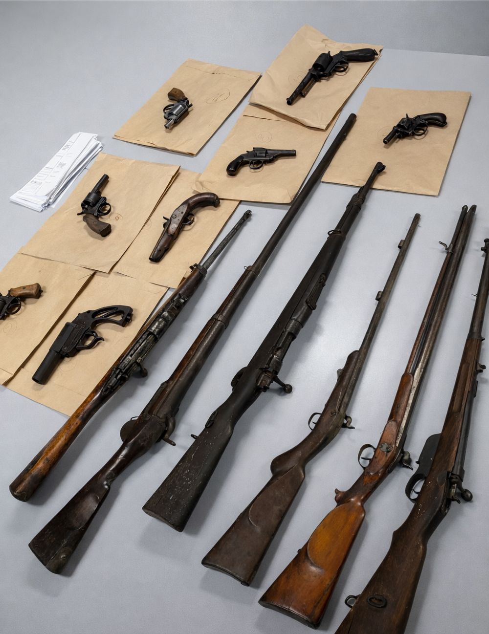 Kaj vse so našli v hiši 40-letnika? Vojaško orožje, pirotehniko in beli prah