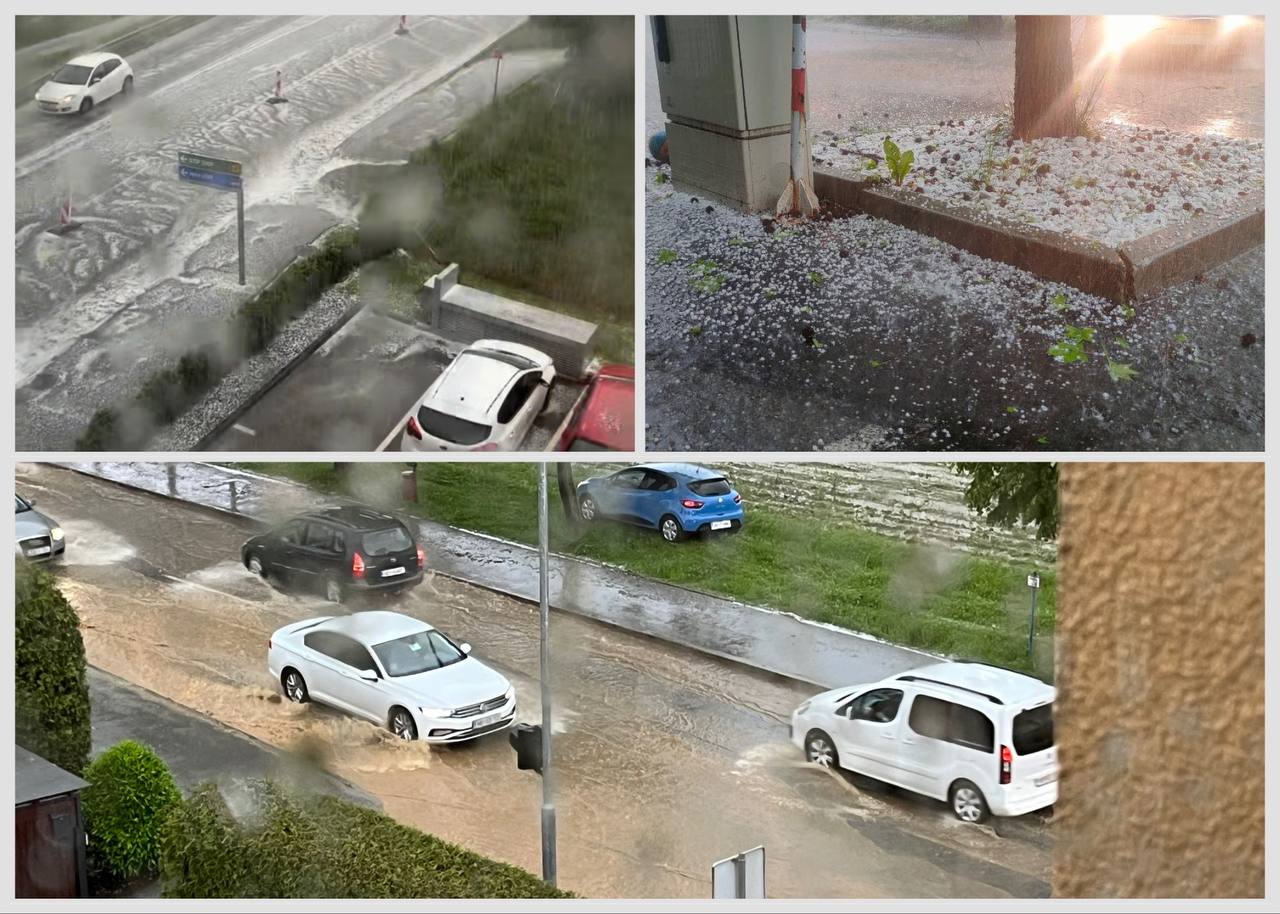 FOTO in VIDEO: Napovedi so se uresničile, v Mariboru pada toča
