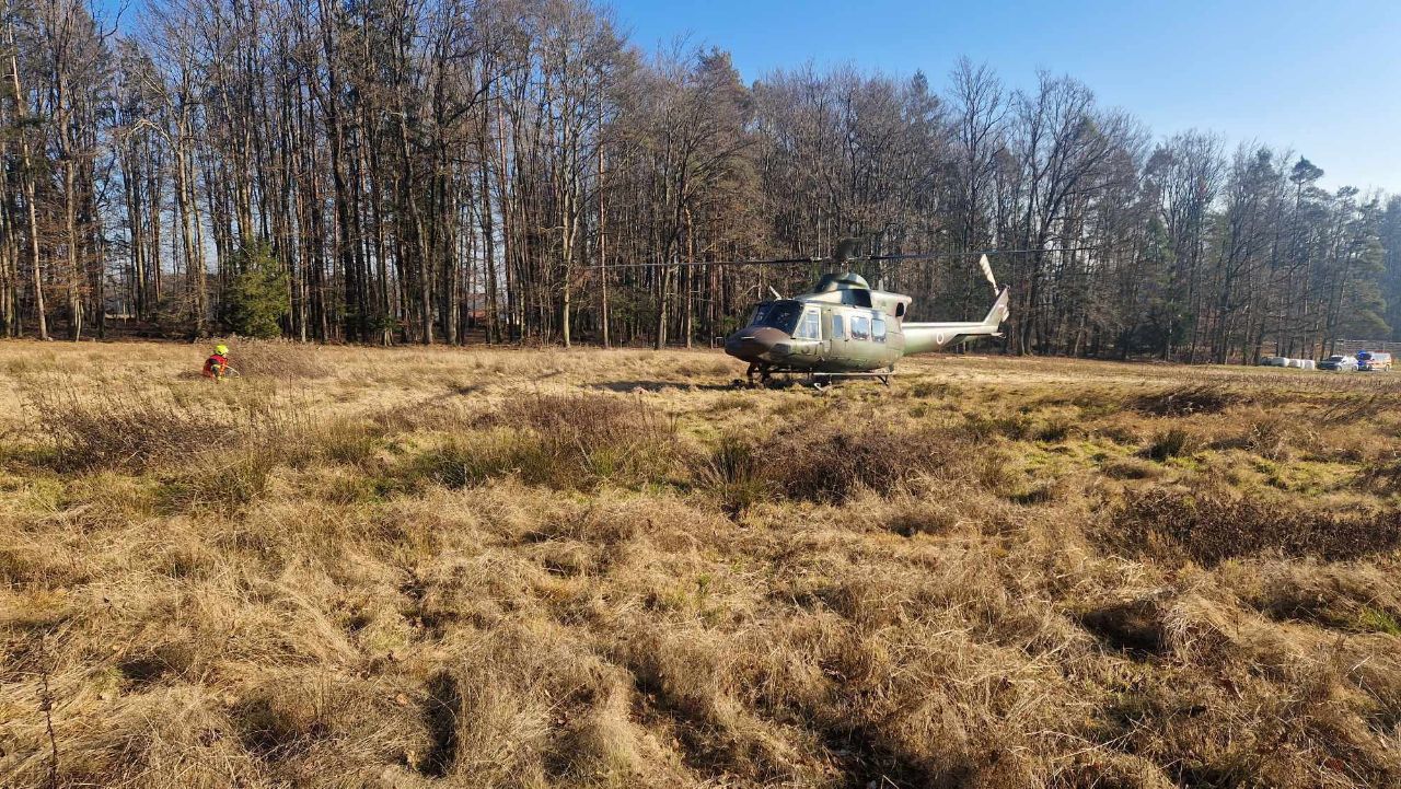 FOTO: Občan poškodovan v hudi nesreči pri delu v gozdu na Sveti Ani