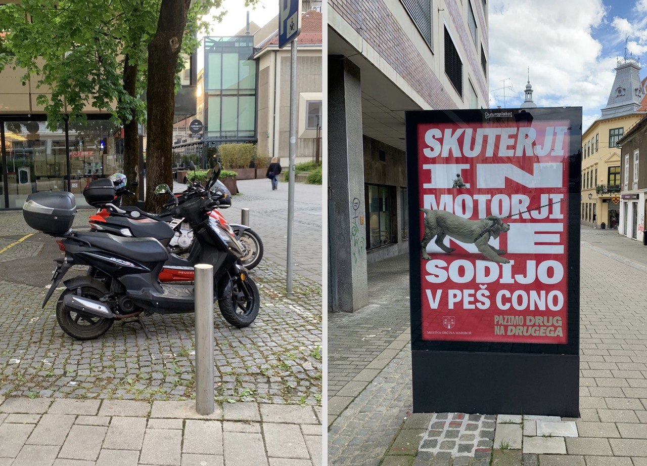 V Mariboru s plakati nad skuteriste v centru mesta