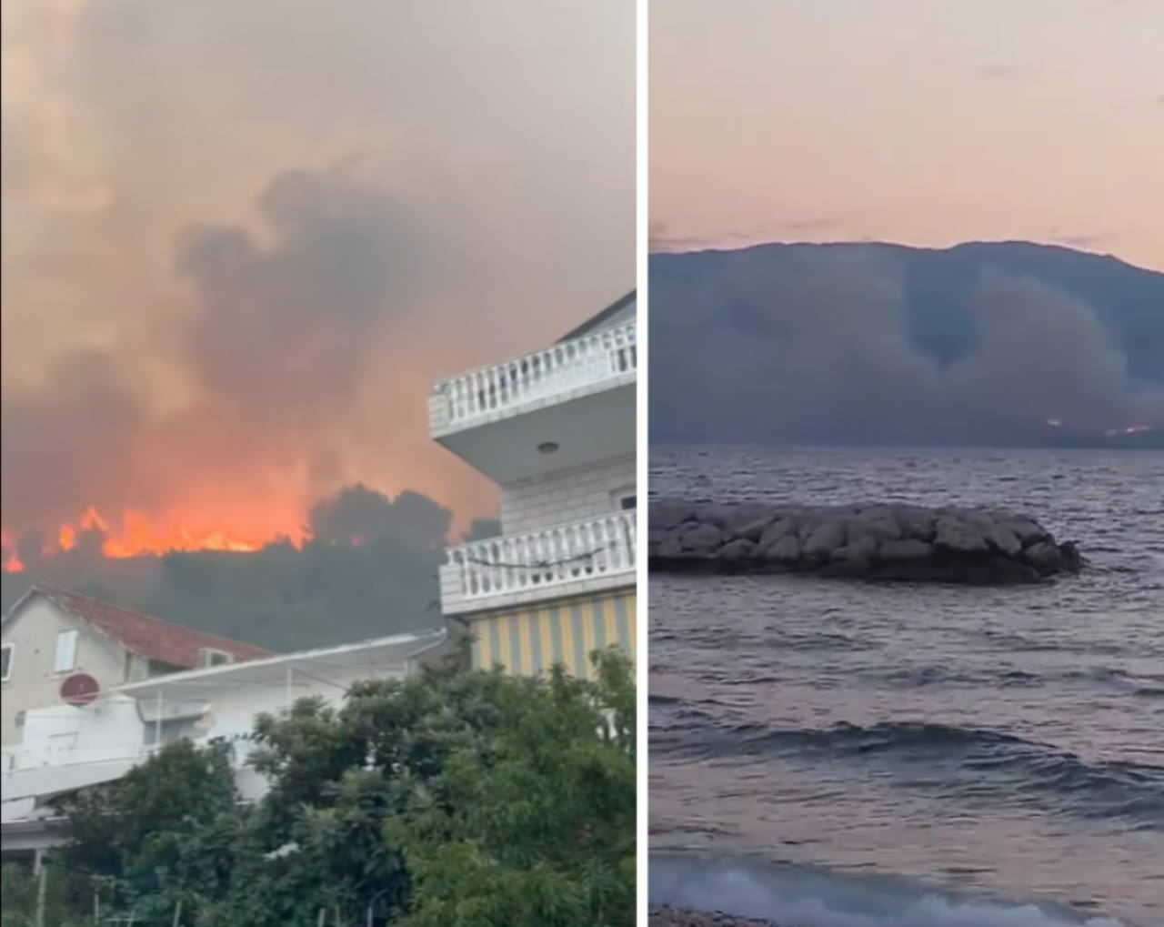 Obsežen požar pri Splitu: Na delu 150 gasilcev s približno 50 vozili in trije kanaderji (VIDEO)
