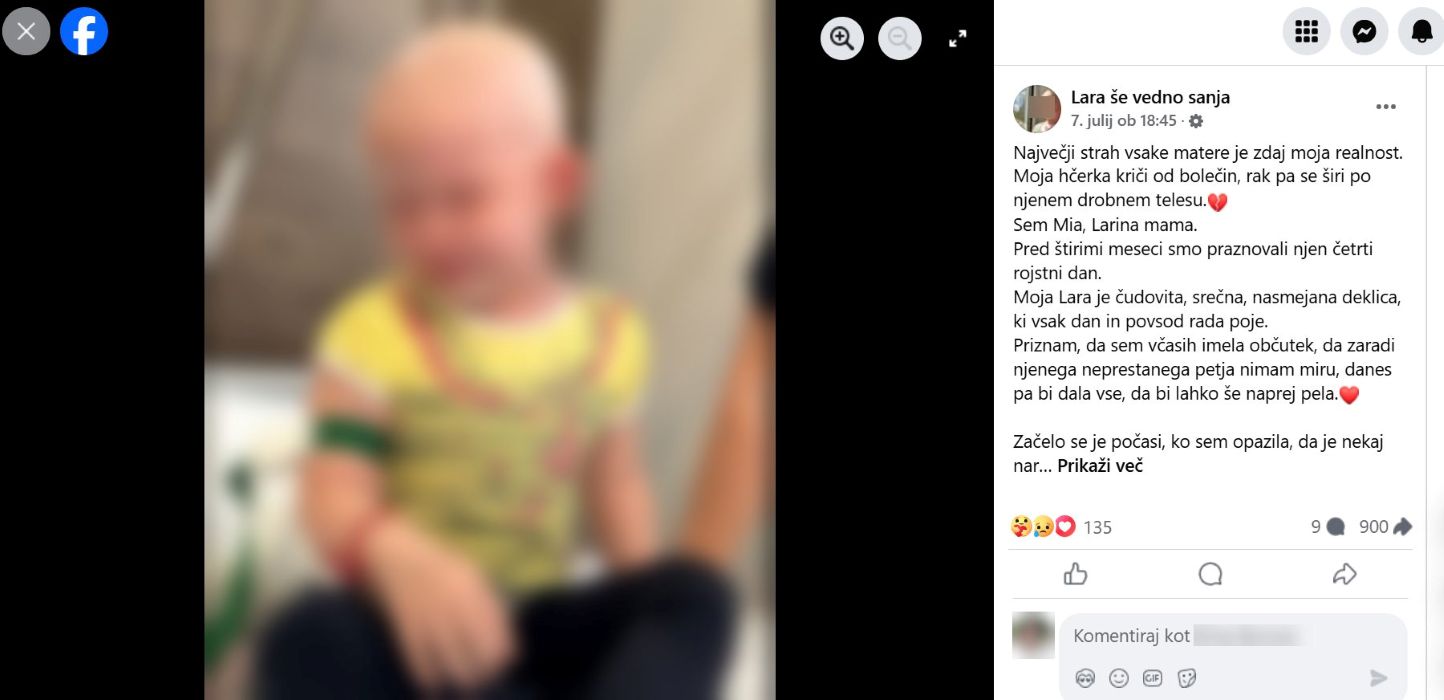 Ne nasedajte Facebook objavi o deklici z rakom, gre za prevaro