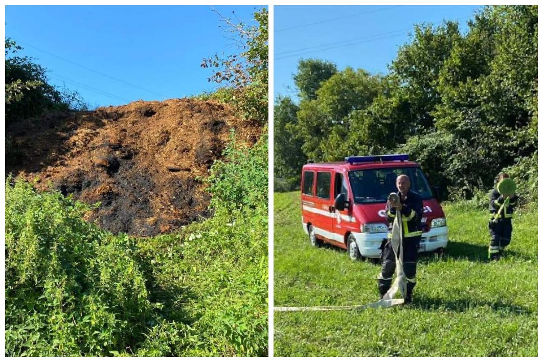 FOTO: Blizu Maribora je zaradi poletne vročine zagorel celo gnoj