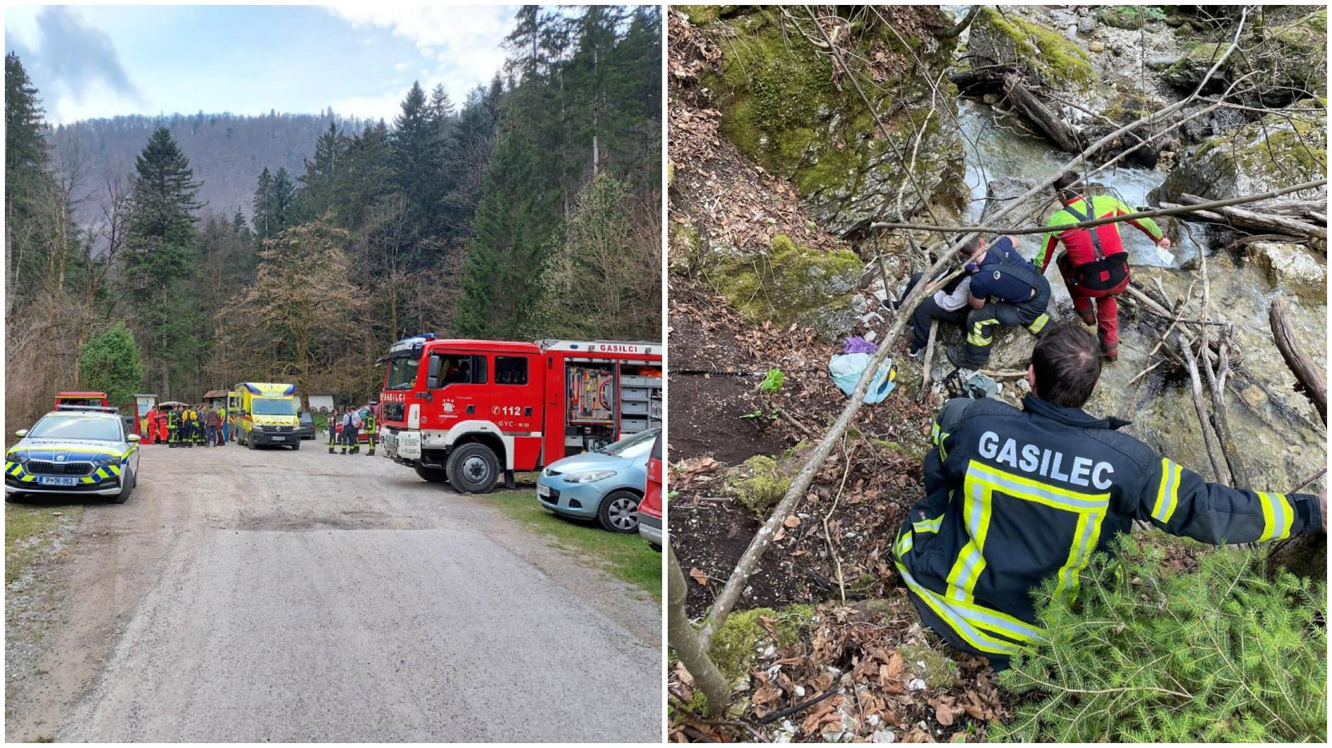 FOTO: Starejši pohodnici spodrsnilo, padla je čez pečino