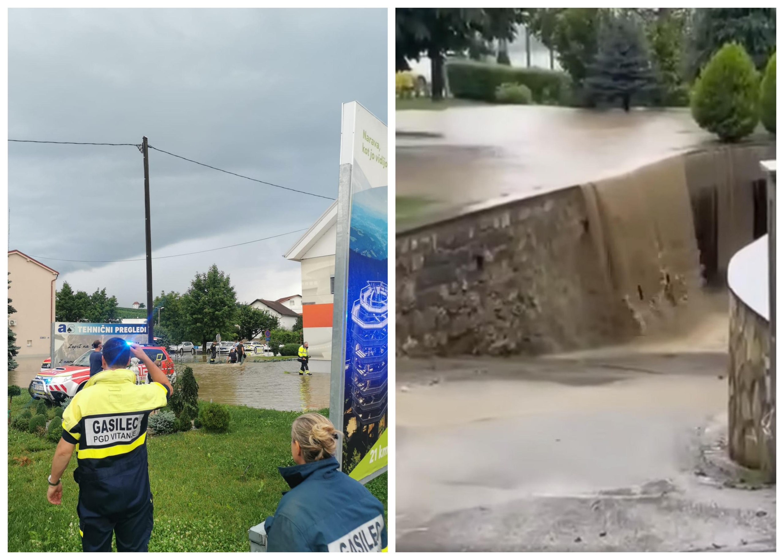 FOTO in VIDEO: Po hudi uri na Štajerskem zaprtih več cest in železniška proga