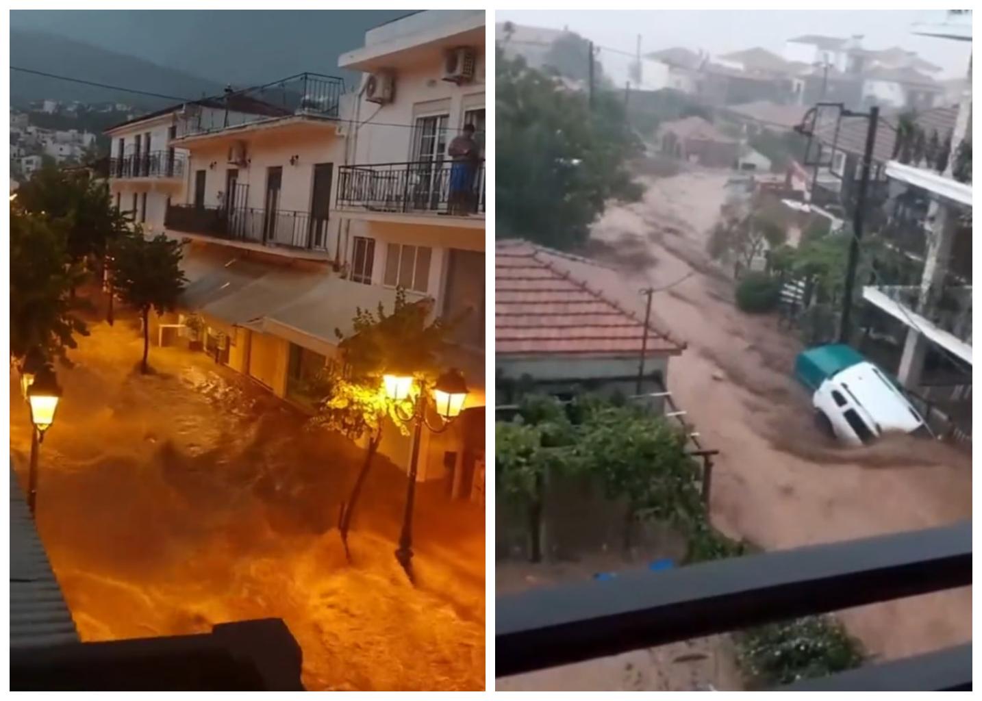 VIDEO: Poglejte, s kakšnimi grozljivimi prizori se ob poplavah soočajo v Grčiji