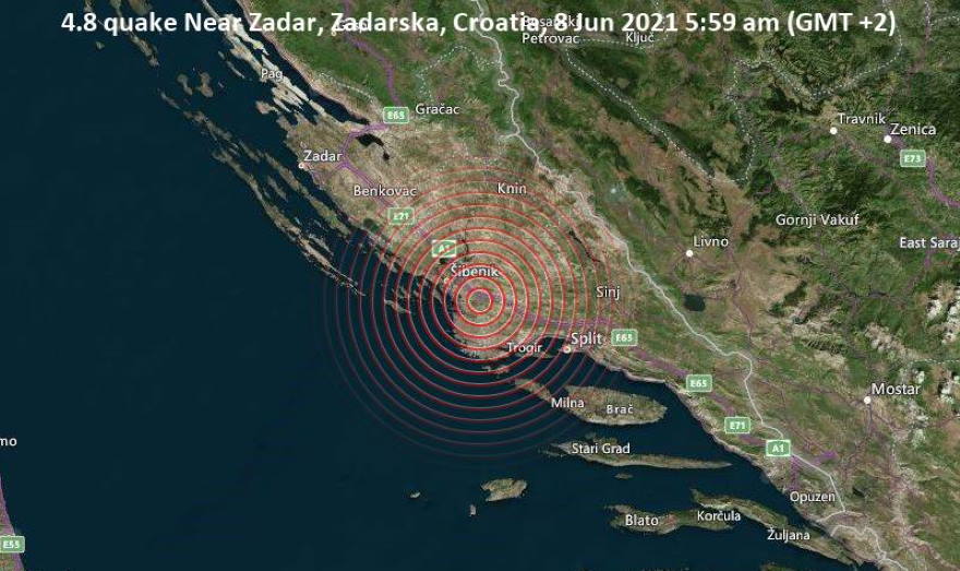 Močan potres znova zbudil Hrvaško, čutili so ga po večjem delu Dalmacije