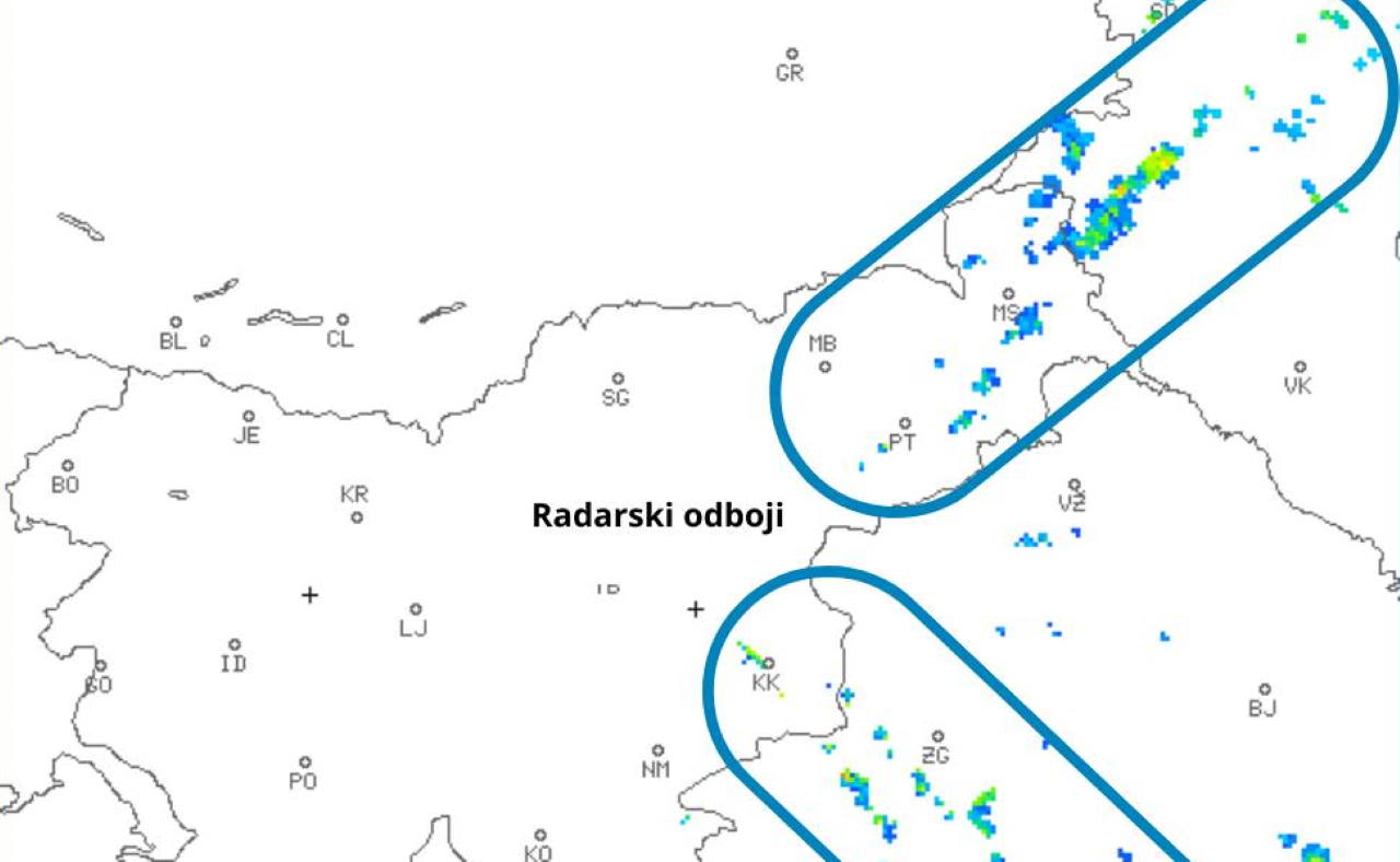 Radar nad Slovenijo zajel nevihte na tisoče kilometrov stran: Kako je to mogoče?