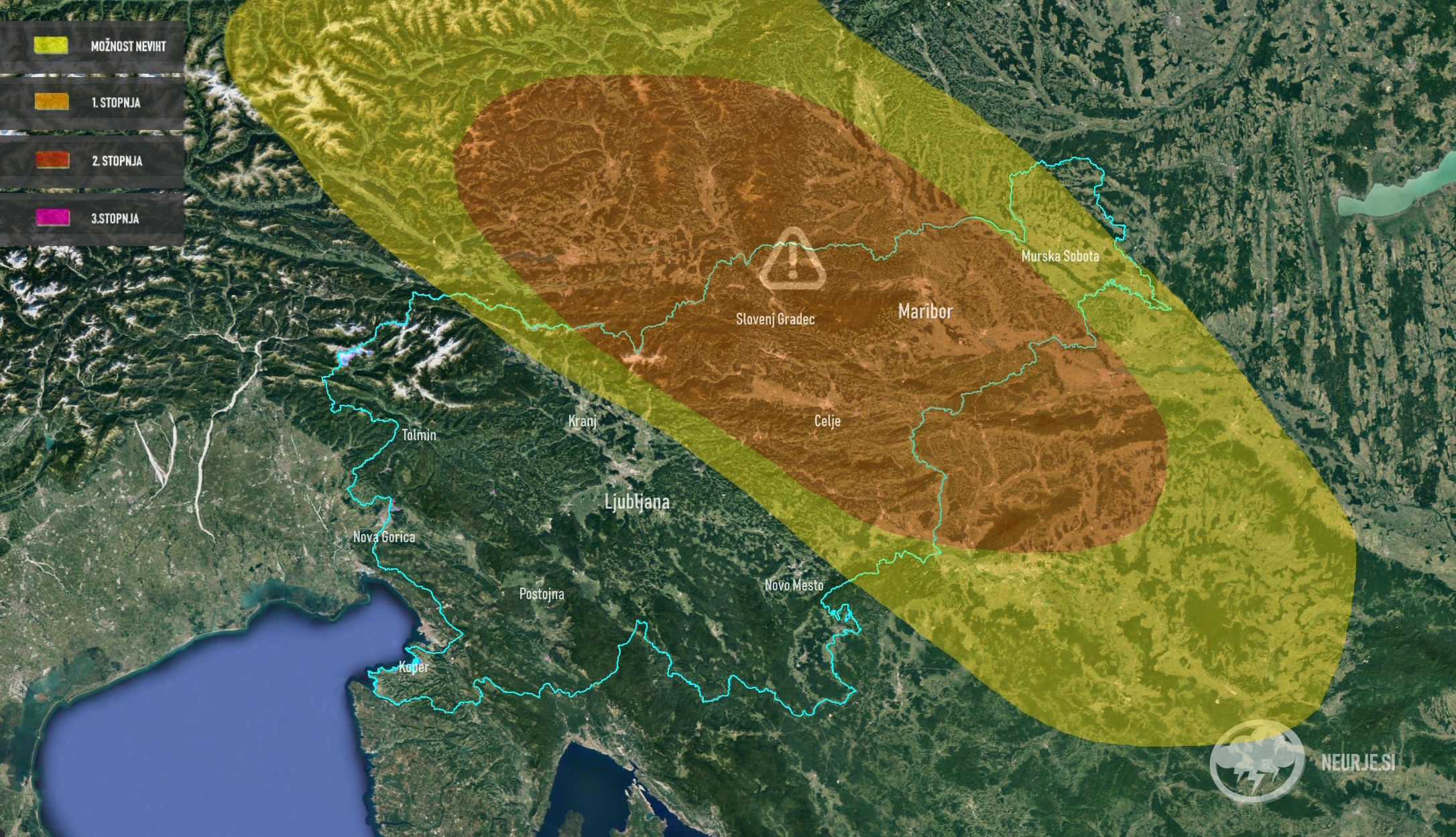 Arso za naše kraje izdal oranžno opozorilo: Napovedujejo močnejša neurja z debelo točo