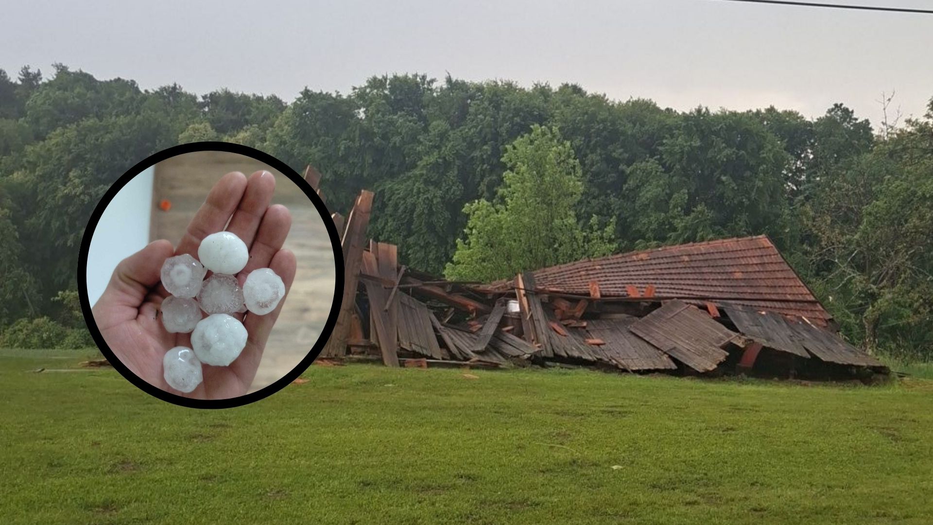 FOTO in VIDEO: Po Sloveniji klestila toča v velikosti oreha, v naših krajih odkrivalo strehe