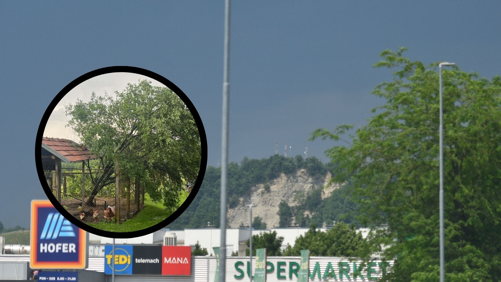 Na severovzhodu hude nevihte, ob močnih nalivih že pada toča