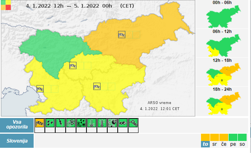 Na severovzhodu oranžno opozorilo za močan veter
