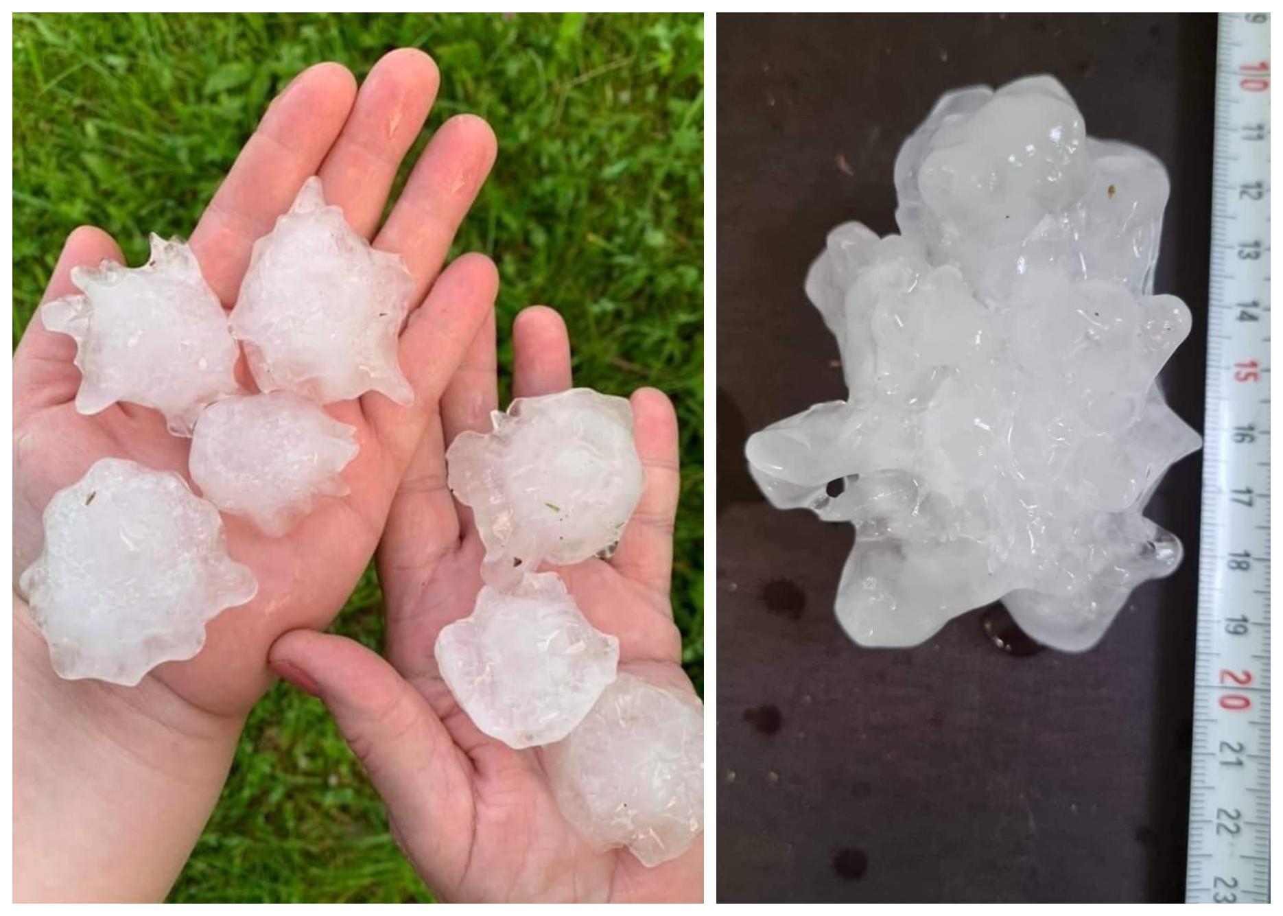FOTO: Grozno, tako velika toča klestila na Štajerskem, neurij še ni konec